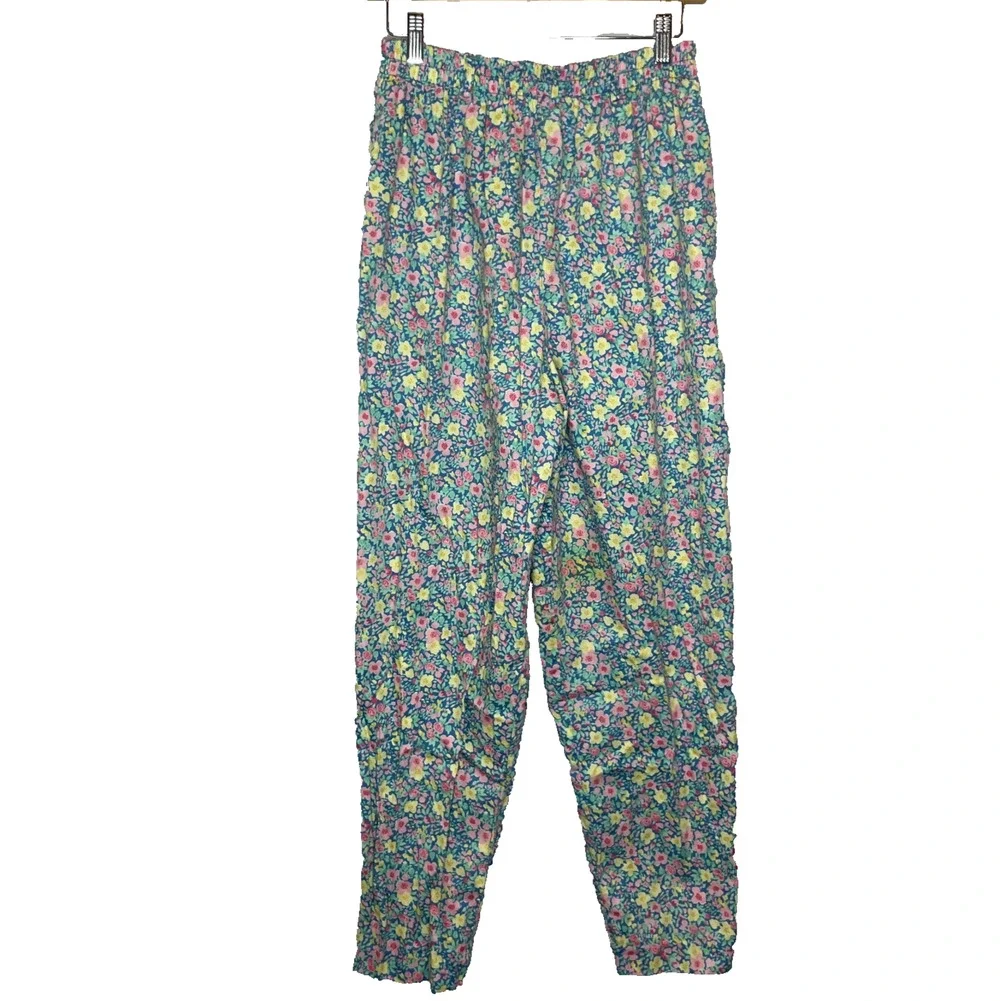 Women's Large Vtg Talbots Floral Pattern Pull On Multicolor Pants